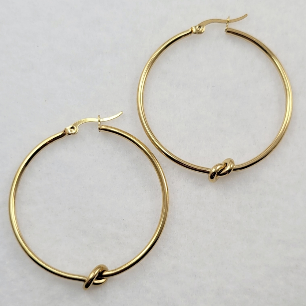 Yellow Gold Knot Hoops - Picture 4 of 7